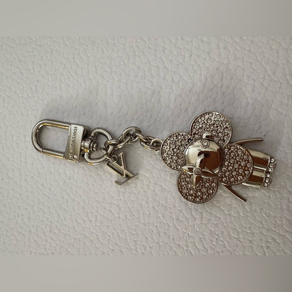 New upcycled Louis Vuitton Silver vivi Keychain bag charm